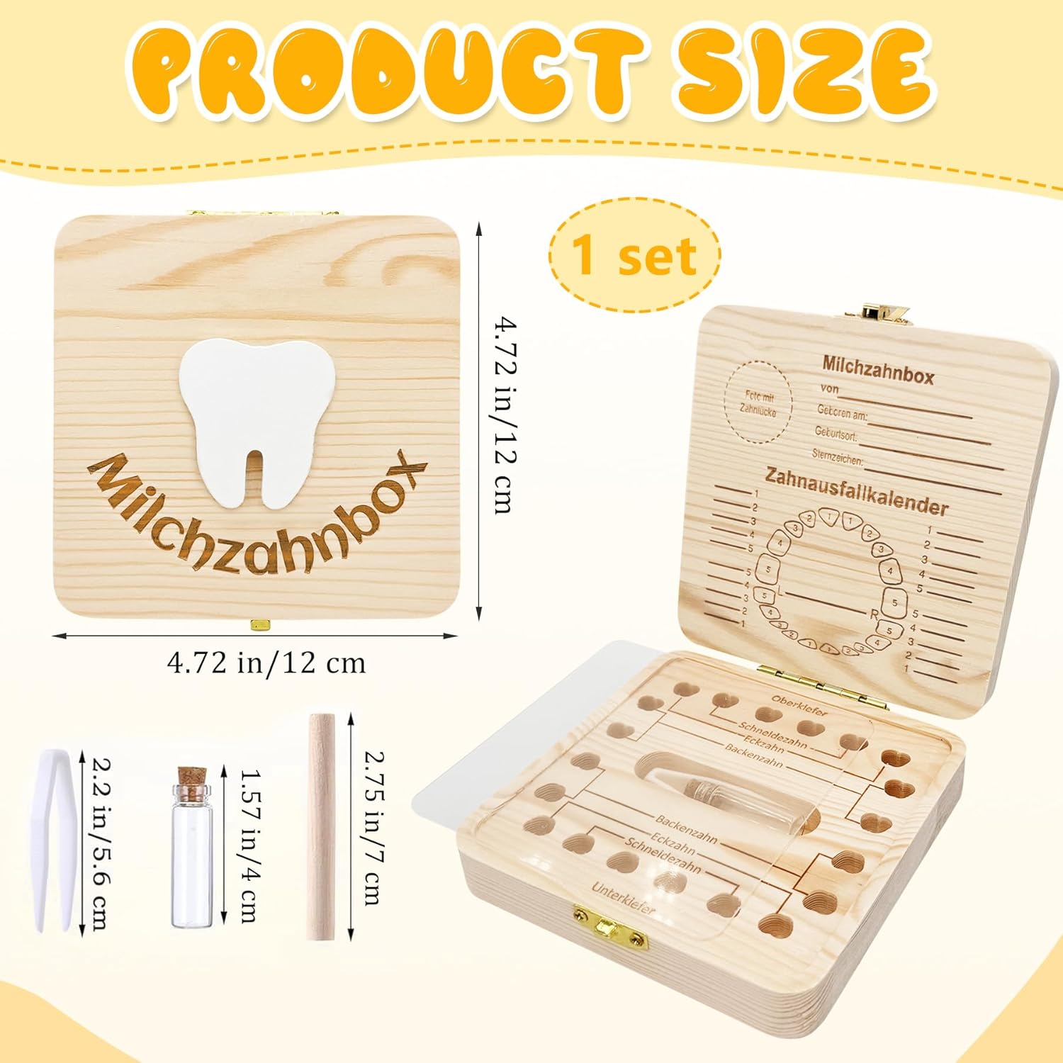 Detalle 2 de Sunshine smile Zahnfee Geschenke Mädchen – Zahnbox aus Holz zur Aufbewahrung der Milchzähne