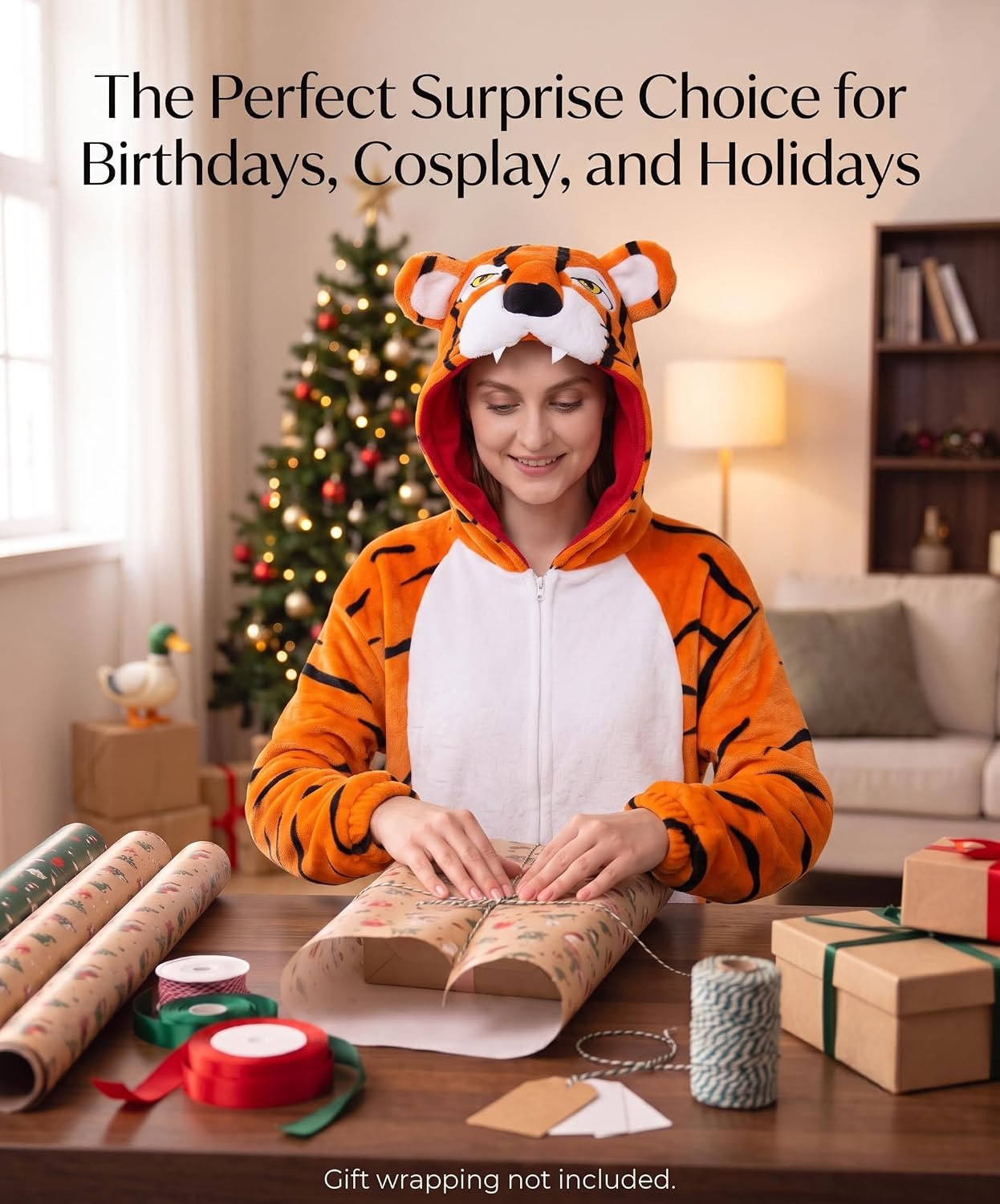Thumbnail 6 de Hundredmore Adult Animal Onesie Pajamas, Plush One-Piece with Hood and Pockets