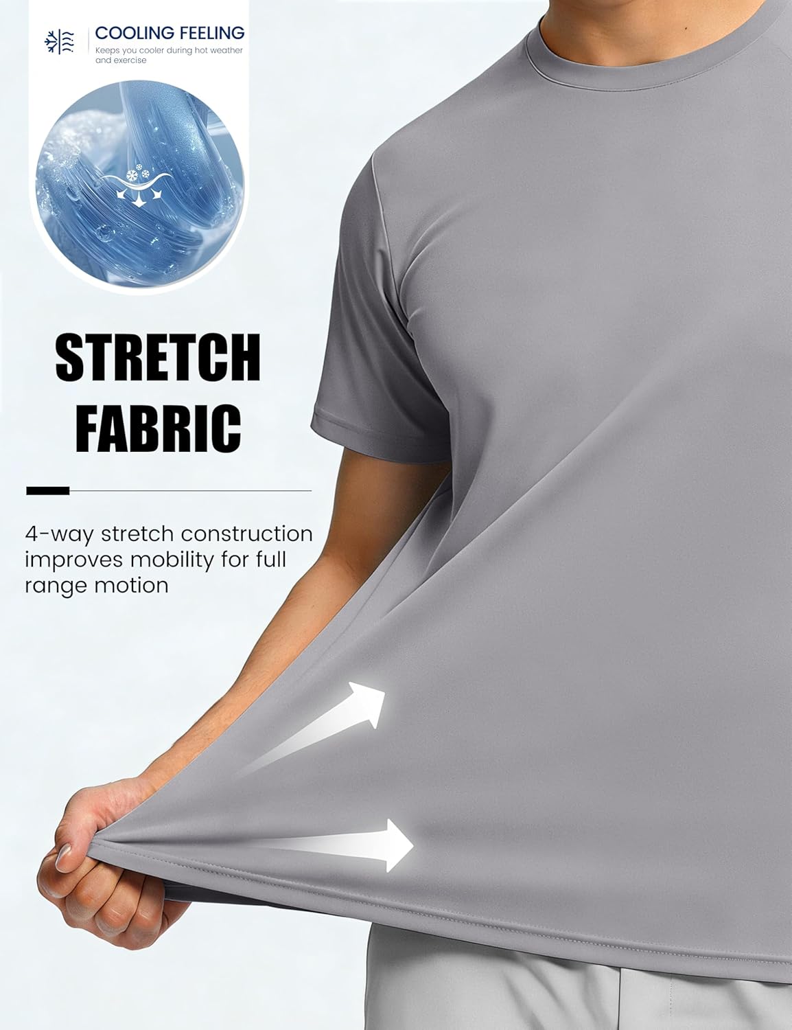 Detalle de TACVASEN Herren UV-Schutz T-Shirt UPF 50+ Kurzarm – Sonnenschutz und Sport-Feel