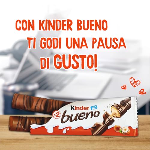 Detalle de Kinder Bueno snack al cioccolato e nocciole, wafer ripieno, 30 confezioni