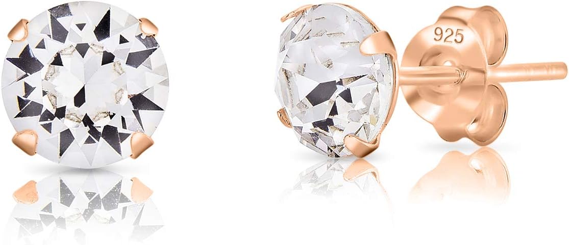 Thumbnail 6 de DTPsilver Damen Ohrringe 925 Sterling Silber Rosévergoldet mit Swarovski Elements – Runde 6 mm, farblich vielseitig