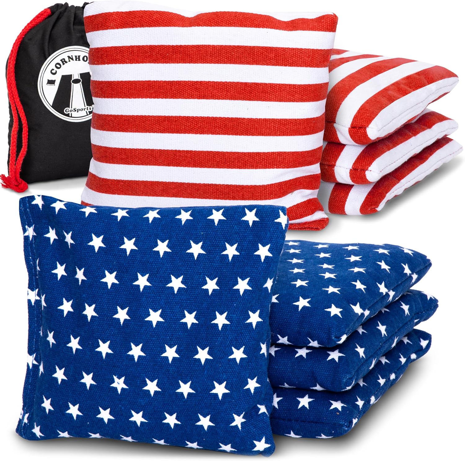 Thumbnail 6 de GoSports Lot de 8 Sacs poires de Cornhole – Étoiles et Rayures ou Rouge et Bleu – Ensemble officiel