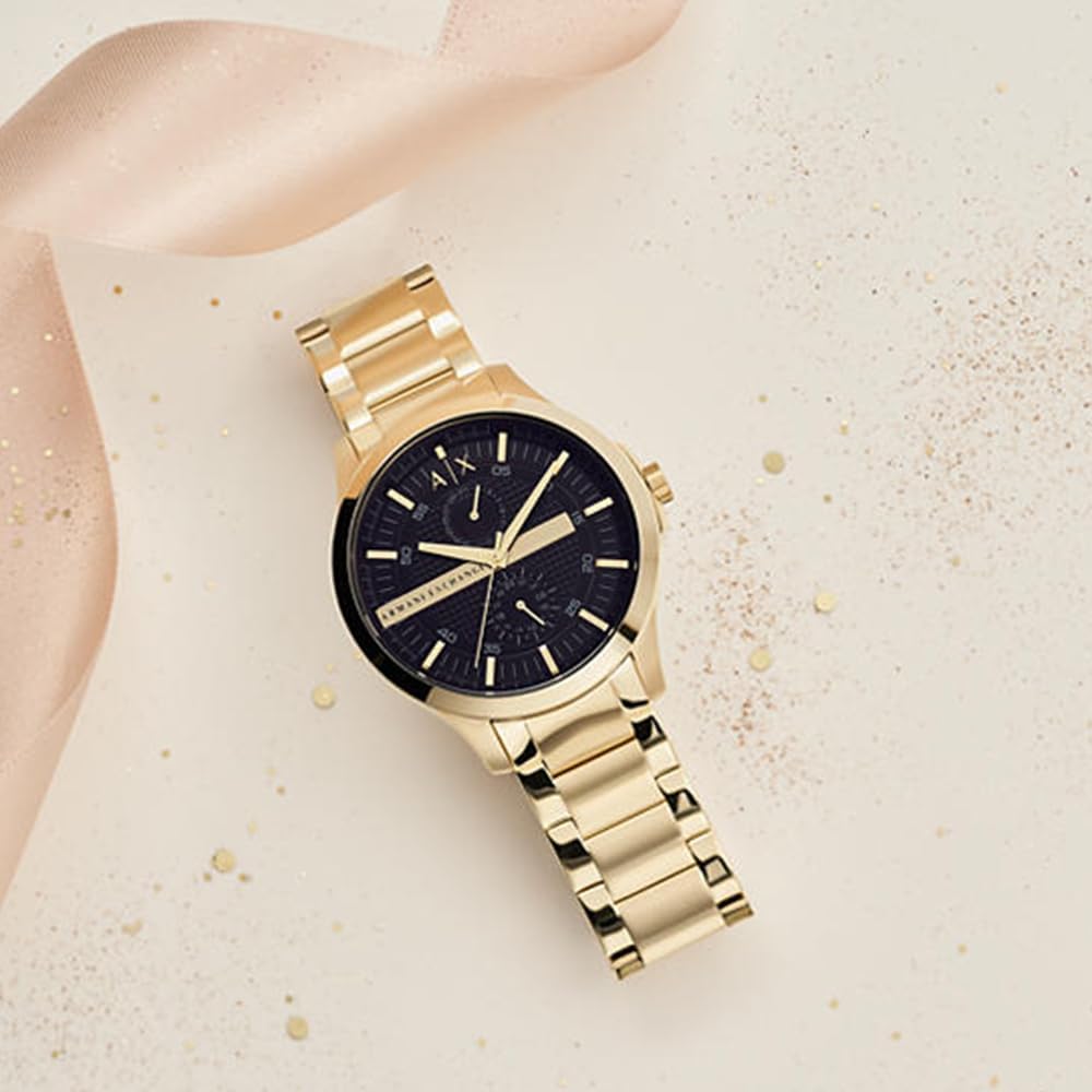 Thumbnail 3 de Montre Armani Exchange Watch for Men, boîtier rond 46 mm et bracelet acier doré
