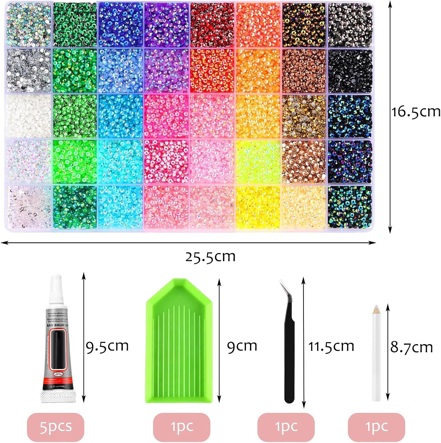 Thumbnail 5 de NXPUXP 40 Colors Resin Jelly Rhinestones Bedazzling Kit – 32000pcs with Glue, Tray & Tools
