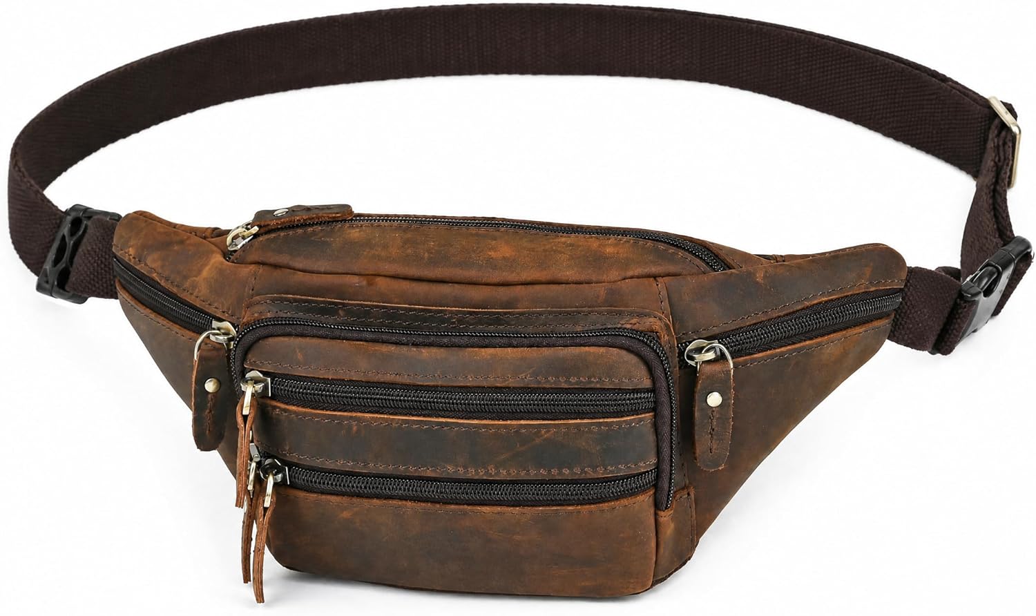 Detalle de Handadsume Echtleder Hüfttasche – 32 x 12 x 17 cm, Crazy Horse Leder, 75–110 cm Taille
