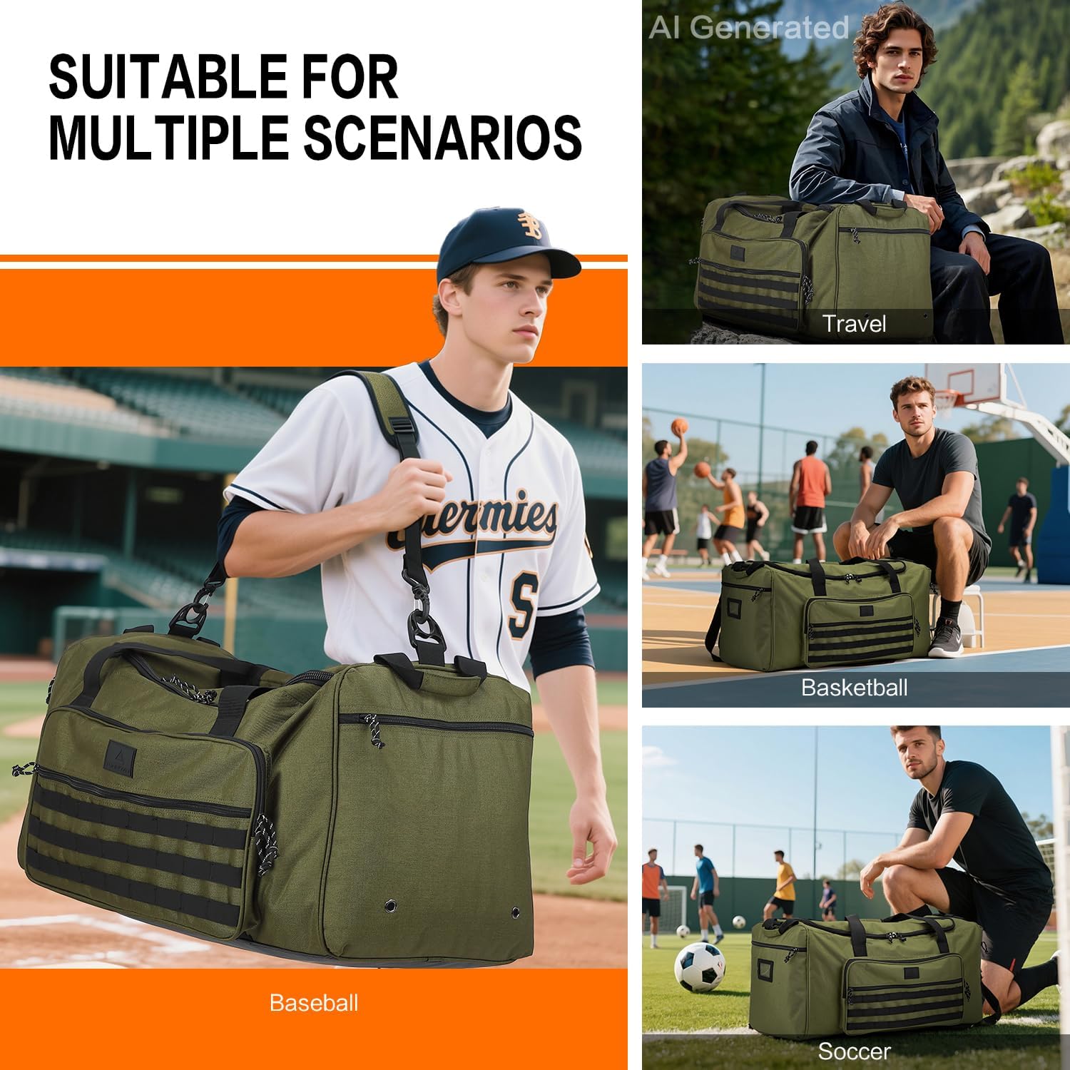 Thumbnail 6 de Tonruyn 115L Extra Large Gym Duffle Bag, 125L Listed Capacity, MOLLE Webbing