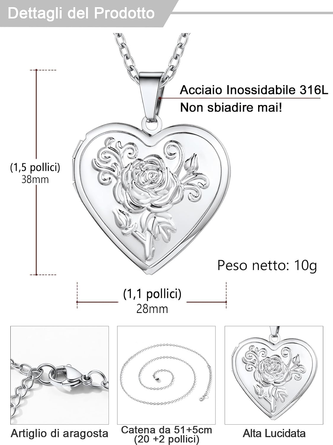 Thumbnail 4 de U7 Collana Personalizzata 38×28 mm