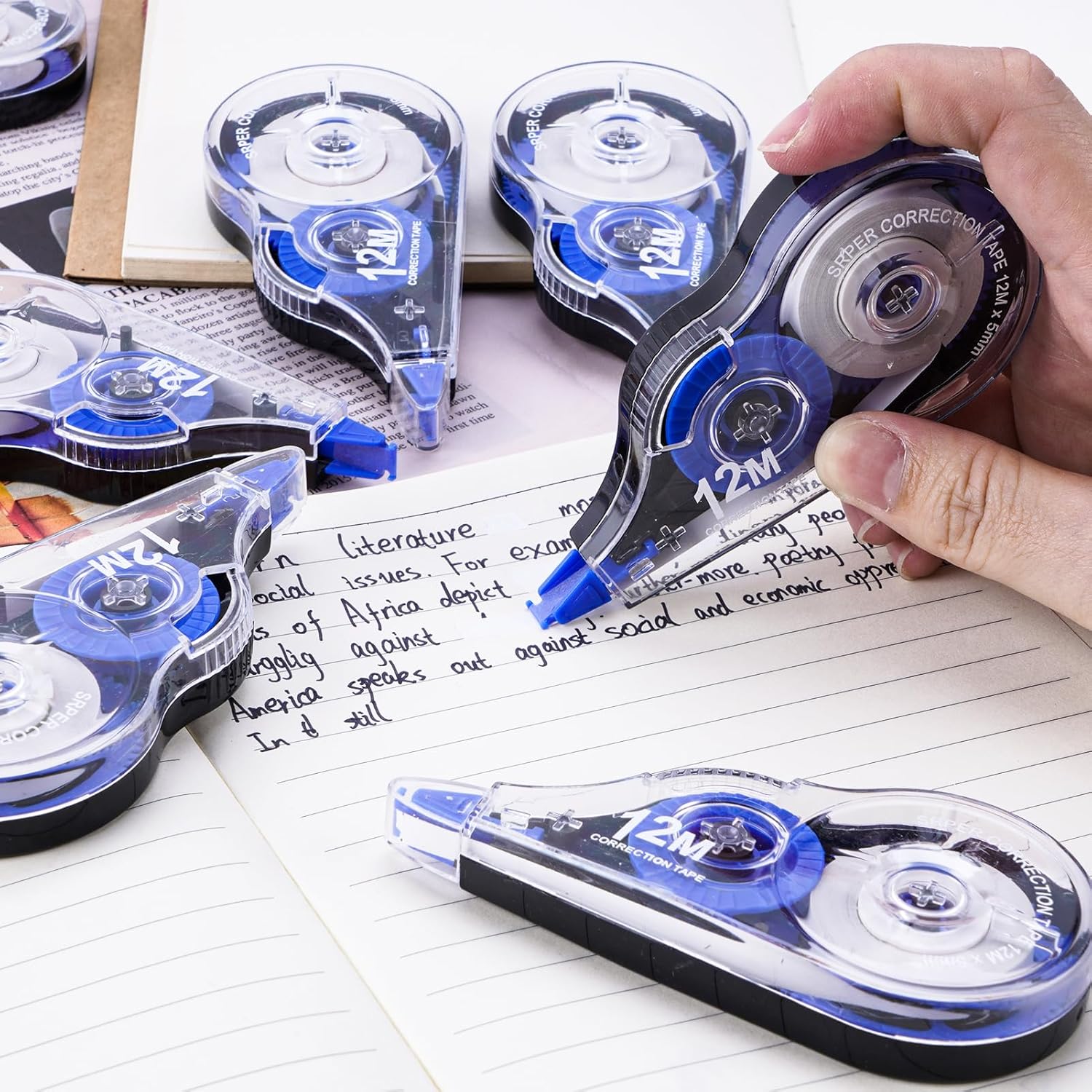 Thumbnail 6 de Jewan Bianchetto a Nastro – 10 Pezzi Correttore a Nastro 12 m x 5 mm, con Cappuccio Protettivo