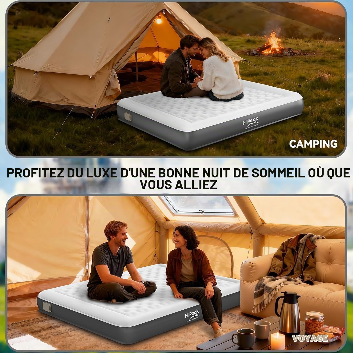 Thumbnail 4 de HiiPeak AM-MAIN-04 opblaasbaar tweepersoonsbed van TPU met draadloze pomp
