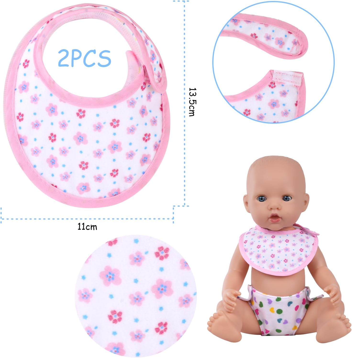 Thumbnail 2 de Aolso EUV8-WWNB-HGW-FBA poppenslabbetjes en luiers, stoffen set van 6