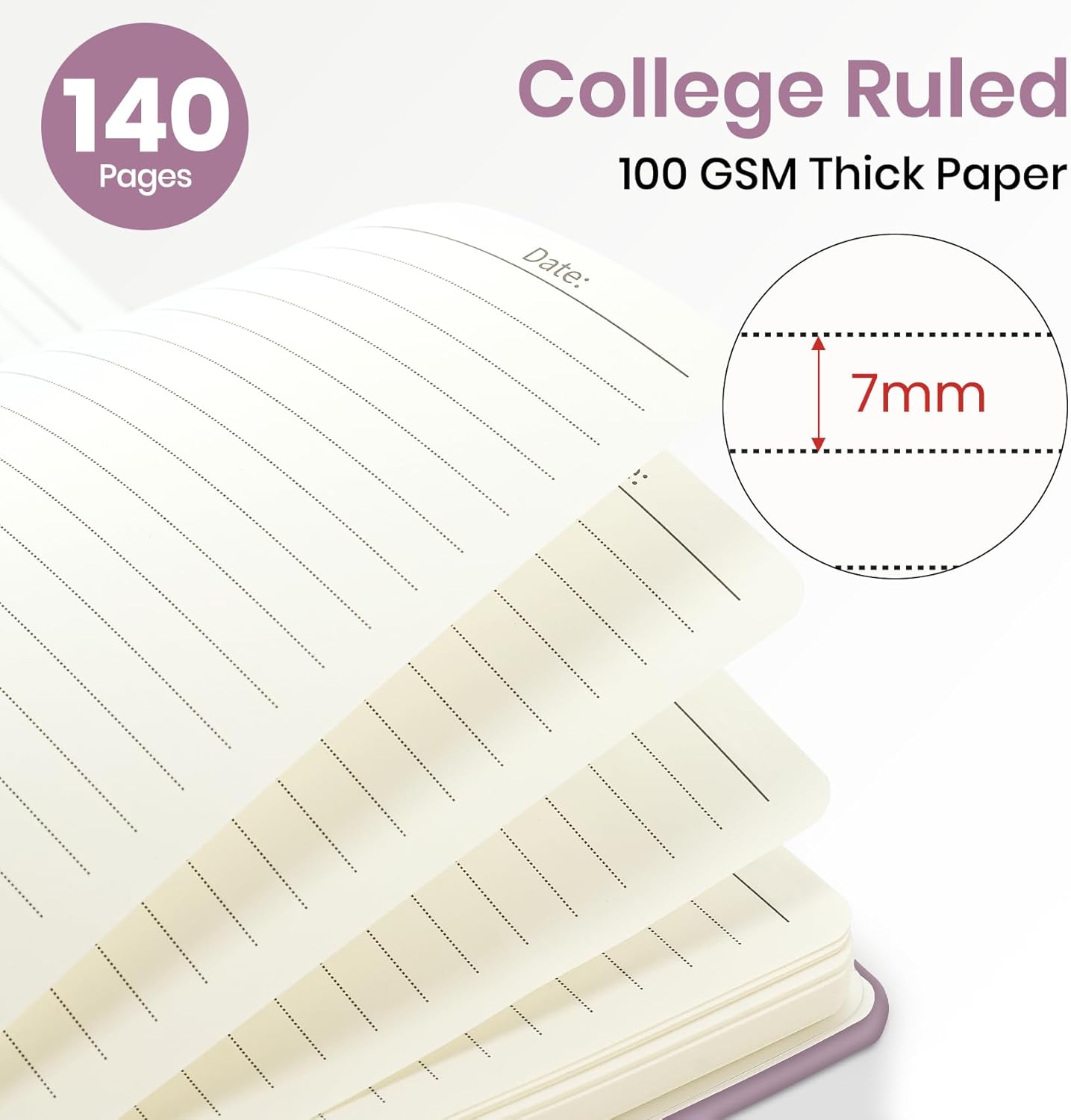 Thumbnail 1 de ZOTIA Lined Spiral Notebook, 5.7" x 7.9", Purple Hardcover, College Ruled