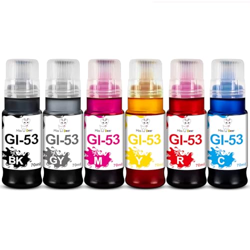 Detalle de Miss Deer GI-53 Nachfülltinte 6er-Pack für Canon G550/G650 – Schwarz, Cyan, Magenta, Gelb, Rot und Grau