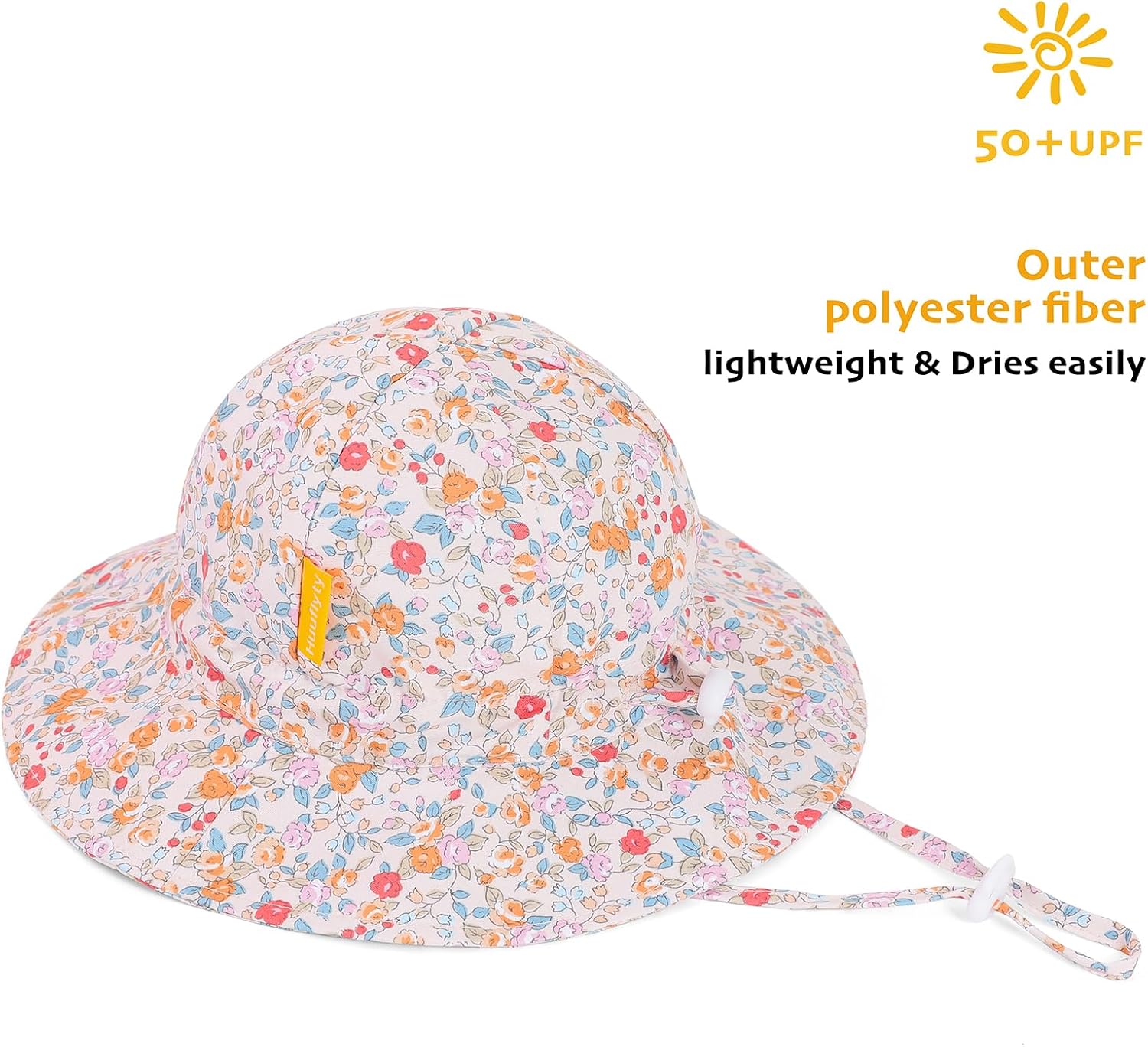 Detalle de Huuflyty Baby Girl Sun Hat, Adjustable Wide-Brim Bucket Hat, 50+ UPF