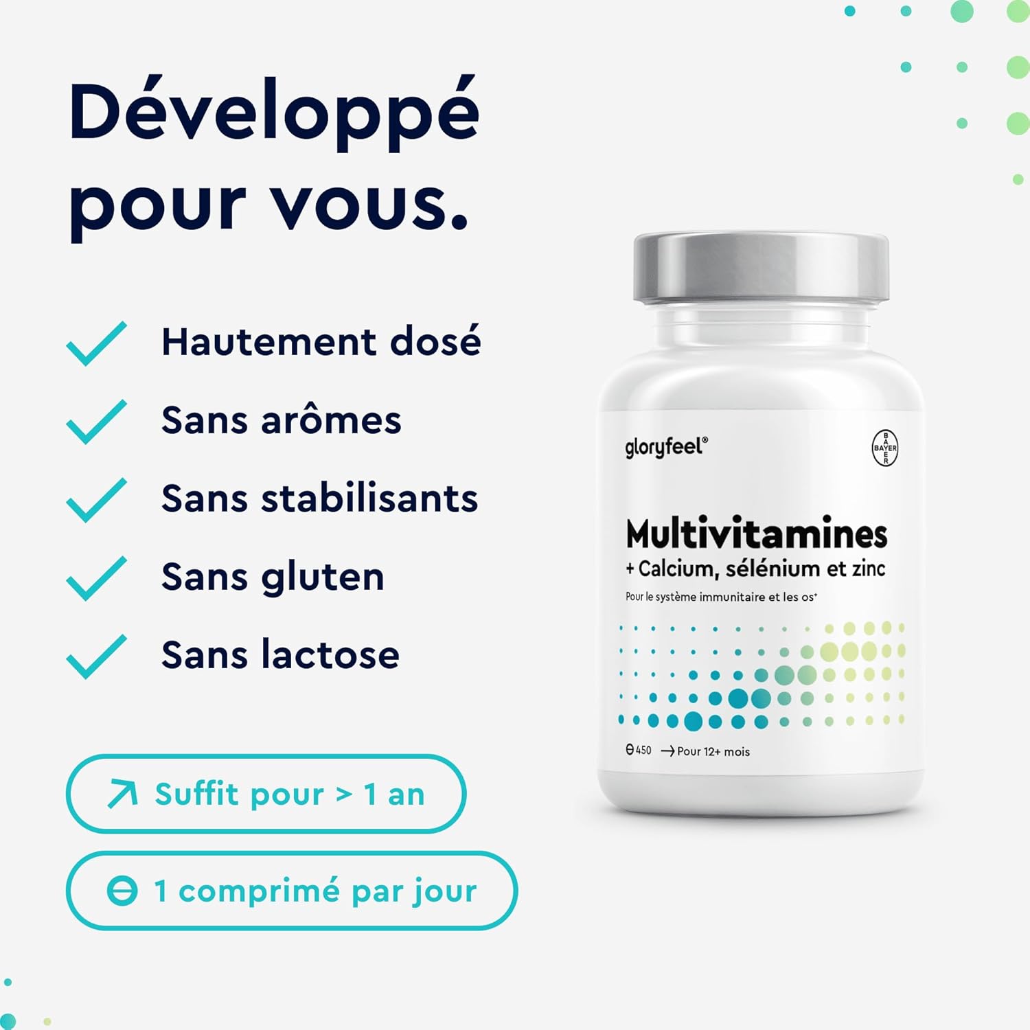 Thumbnail 4 de gloryfeel Multivitamines 450 comprimĂ©s đ