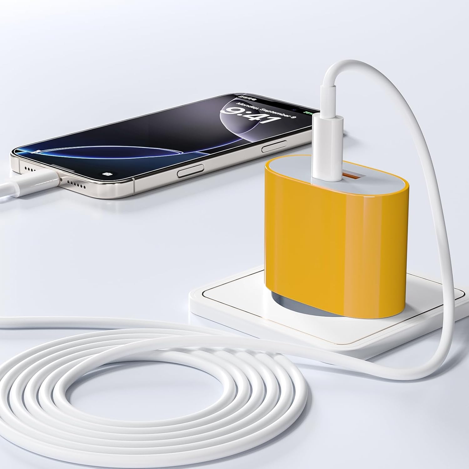 Thumbnail 2 de Samneer caricabatterie da parete 25W USB-C + 15W USB-A (giallo) per iPhone 17/16 e altri smartphone