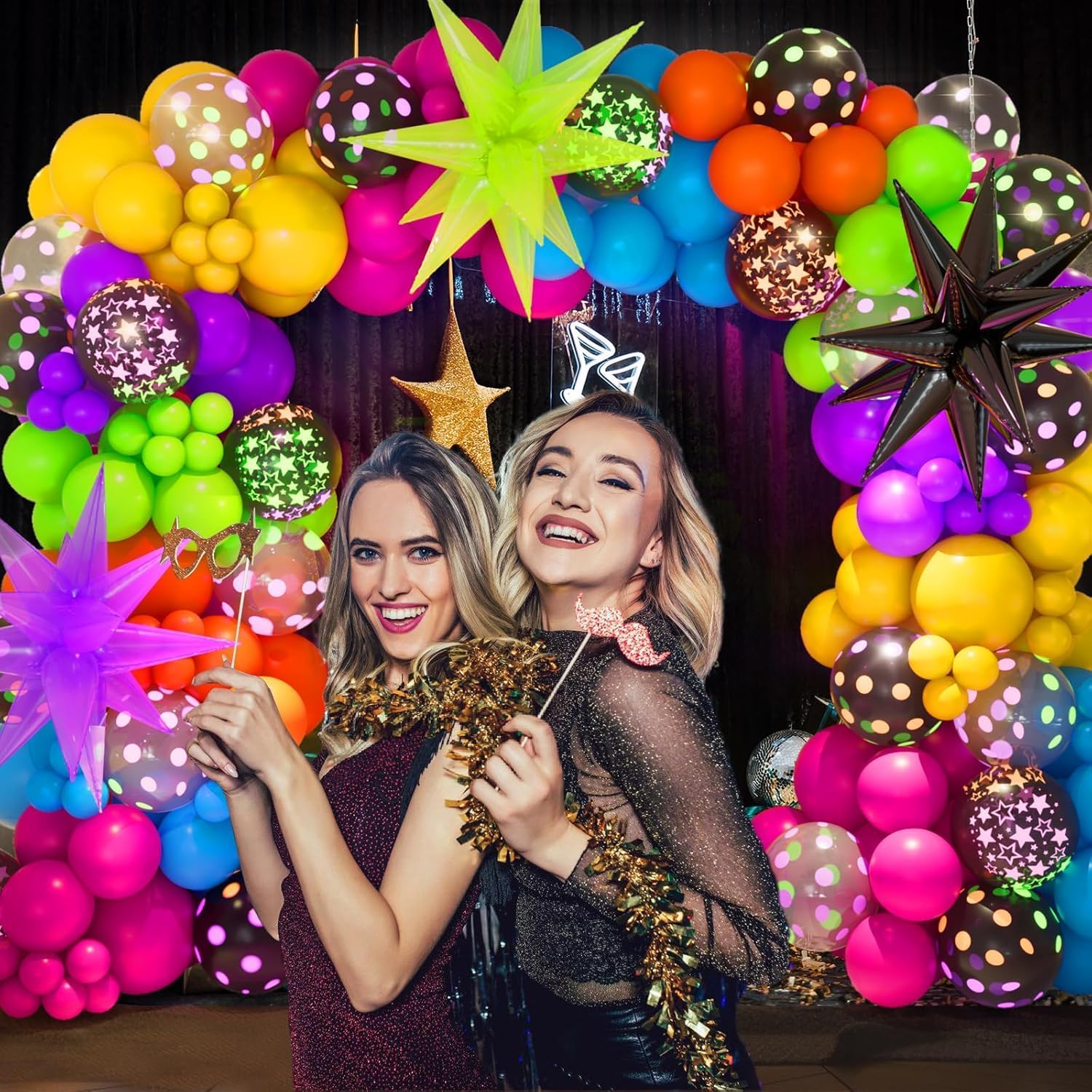 Detalle 2 de 190Pcs Rainbow Disco Balloon Garland Arch Kit