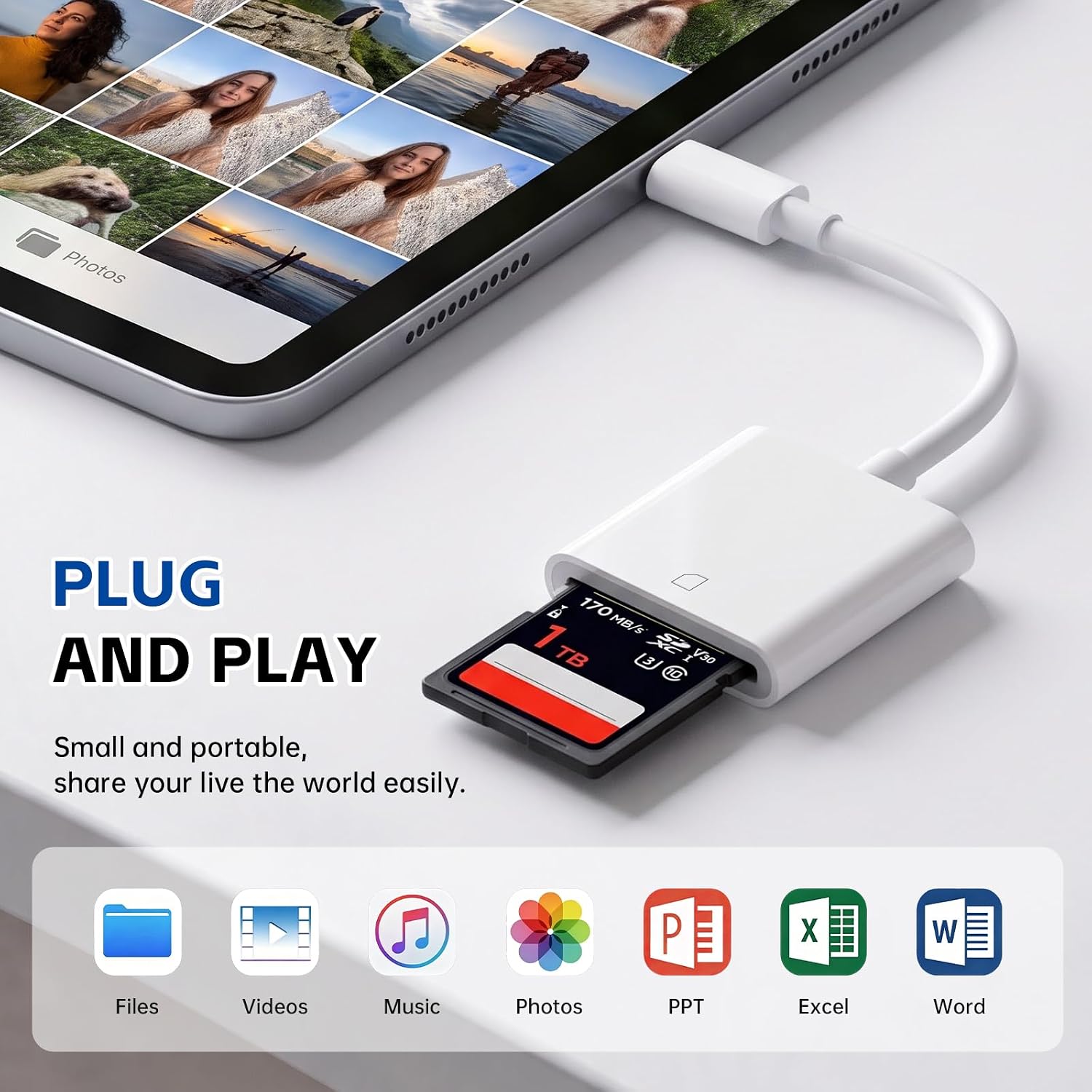 Detalle de iPhone USB-C SD Card Reader: USB C Adapter for iPhone, iPad, MacBook, Galaxy & Android
