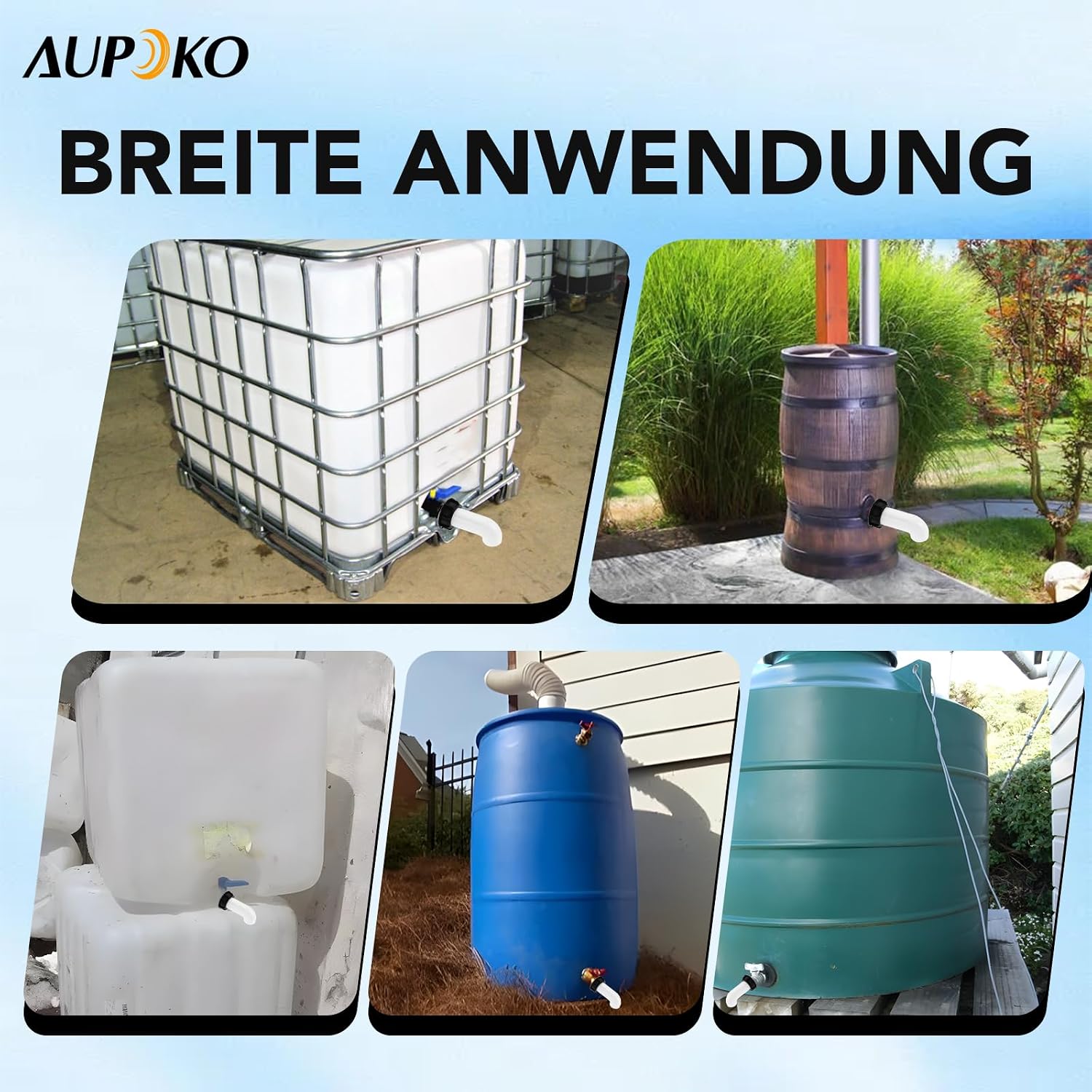 Thumbnail 5 de Aupoko IBC Ablaufstutzen Zubehör – 60 mm Innenkappe, 2er-Set mit Ventil und Schlauchanschluss