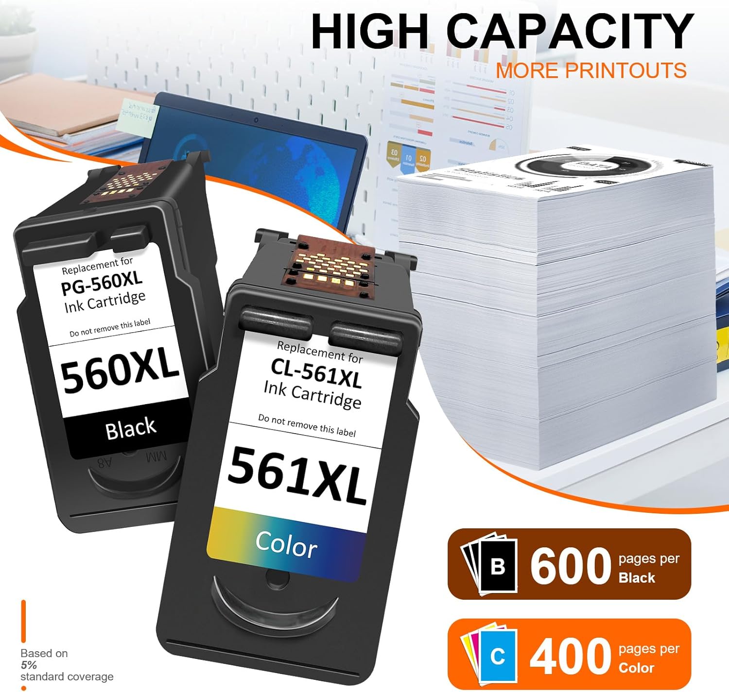Thumbnail 2 de 560 561 XL Ink Cartridges PG-560 / CL-561 XL Multipack for Canon Pixma TS Printers