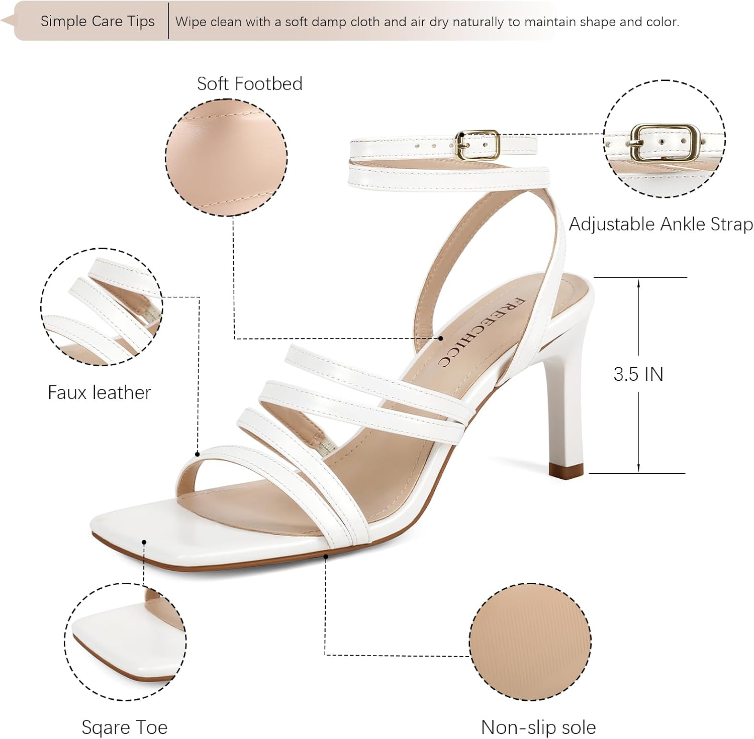 Detalle 1 de FREECHICC Strappy Heels for Women