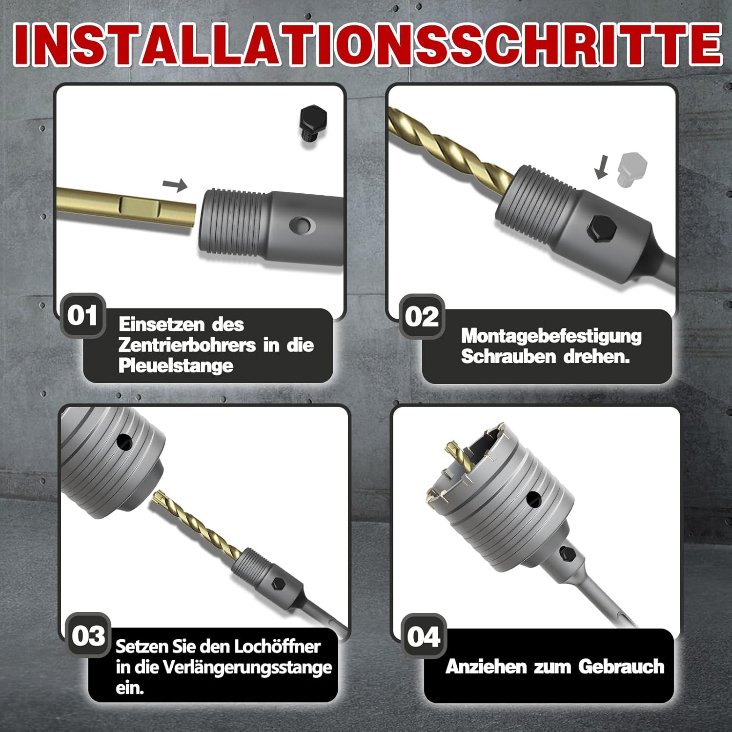 Thumbnail 6 de METOTY 45 mm Bohrkrone mit SDS-Plus Adapter (110 mm) für Dosenbohrungen in Mauerwerk