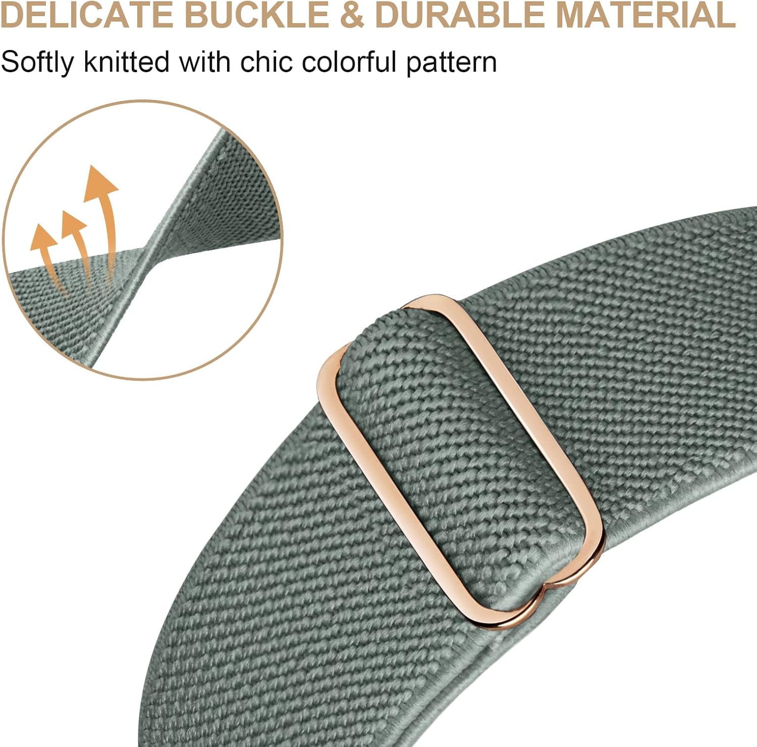 Detalle de Adepoy Elastic Nylon Band for Apple Watch (46mm–49mm): Adjustable Stretch Replacement