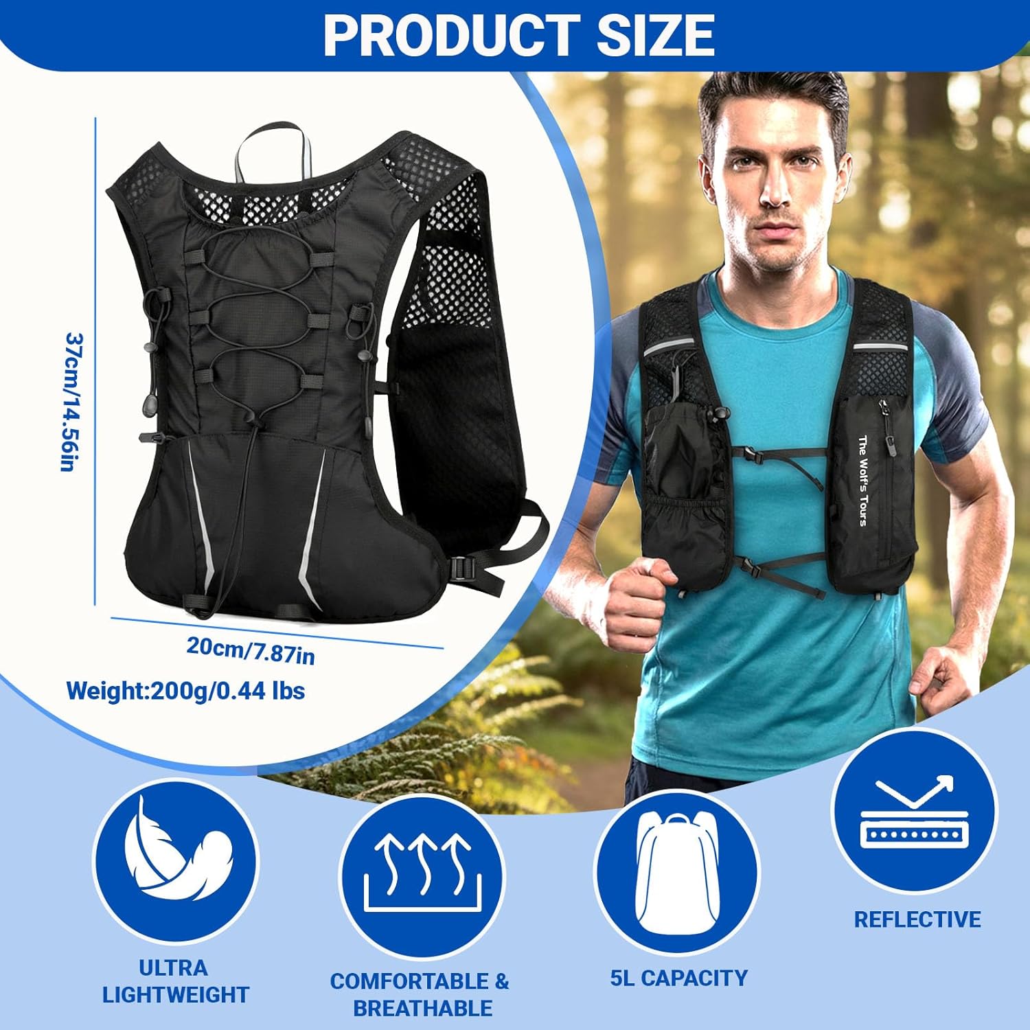 Thumbnail 1 de Zorbly Running Vest Hydration Pack 5L