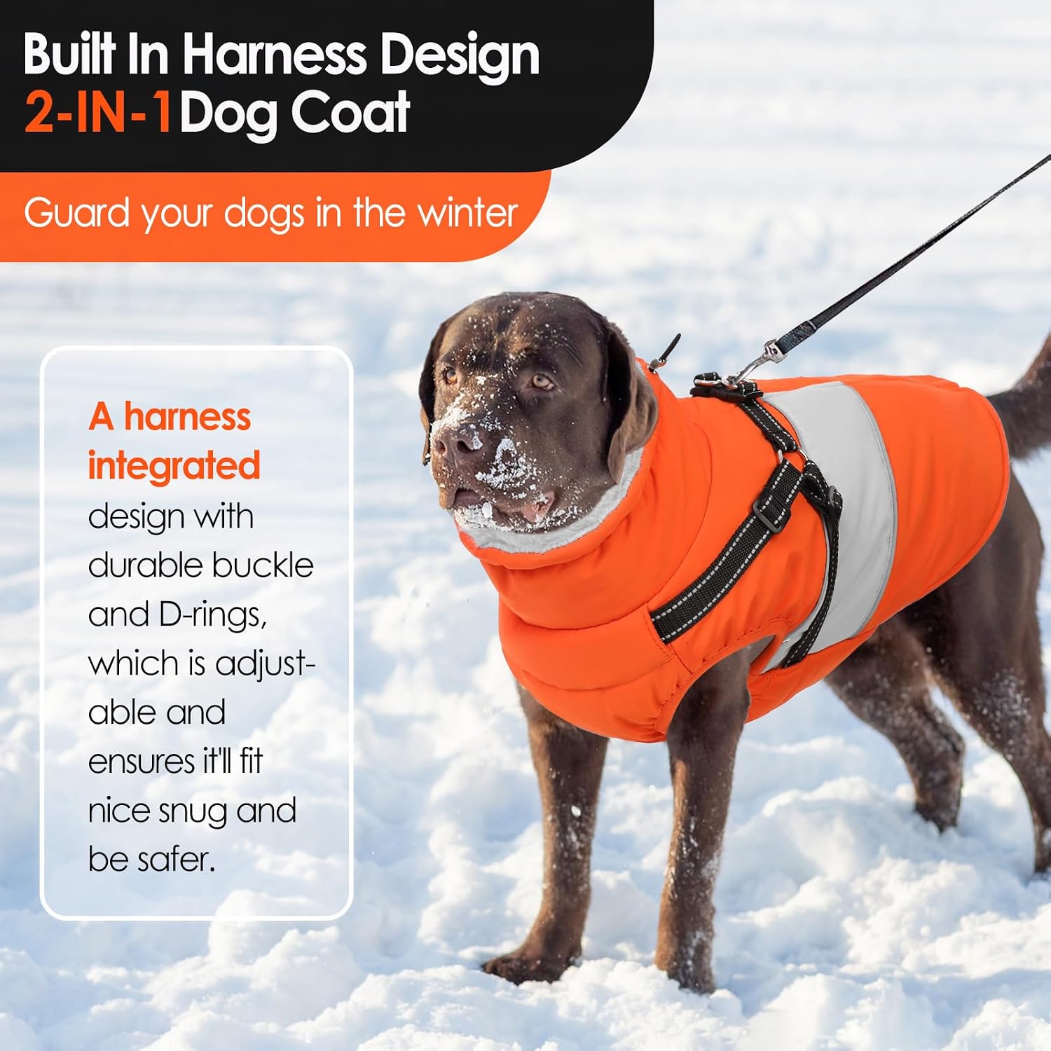 Thumbnail 1 de AOFITEE Dog Coat with Harness Built In (Waterproof Puffer Jacket, Fleece Collar) – XS