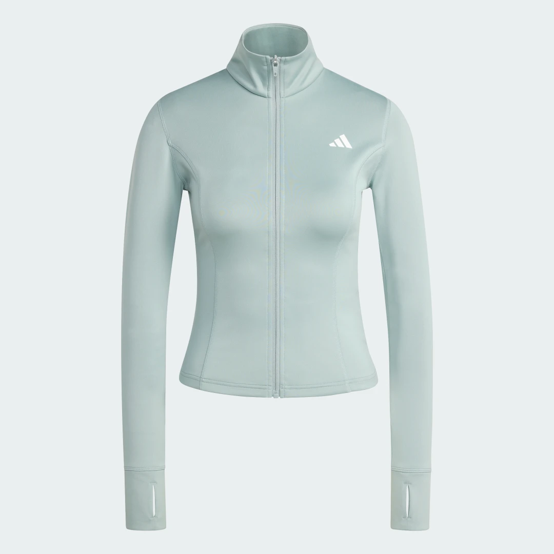 Detalle 2 de Chaqueta con cierre de cremallera Optimé Essentials de Adidas – verde