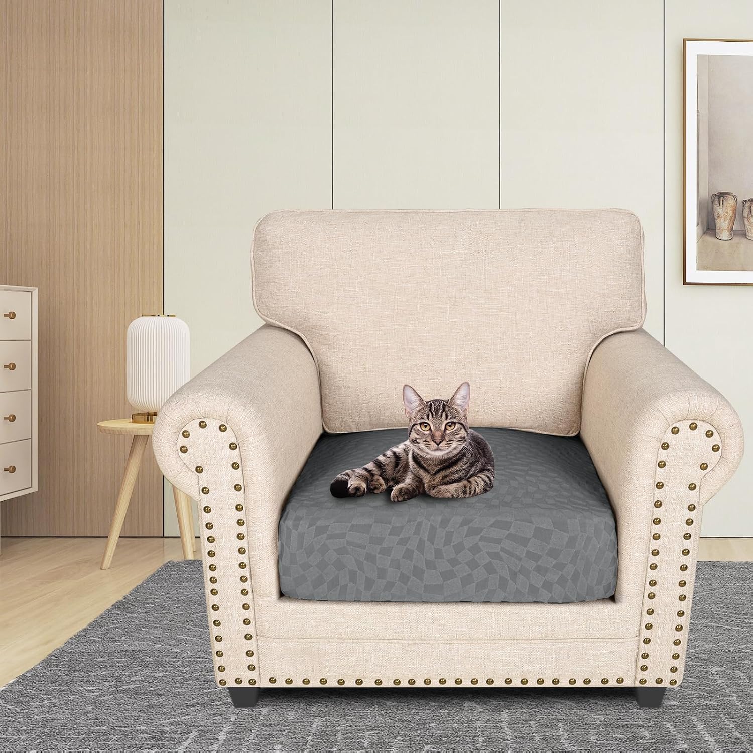 Detalle 2 de Ystyle Housse Assise et Dossier Canapé 1 place Gris Clair