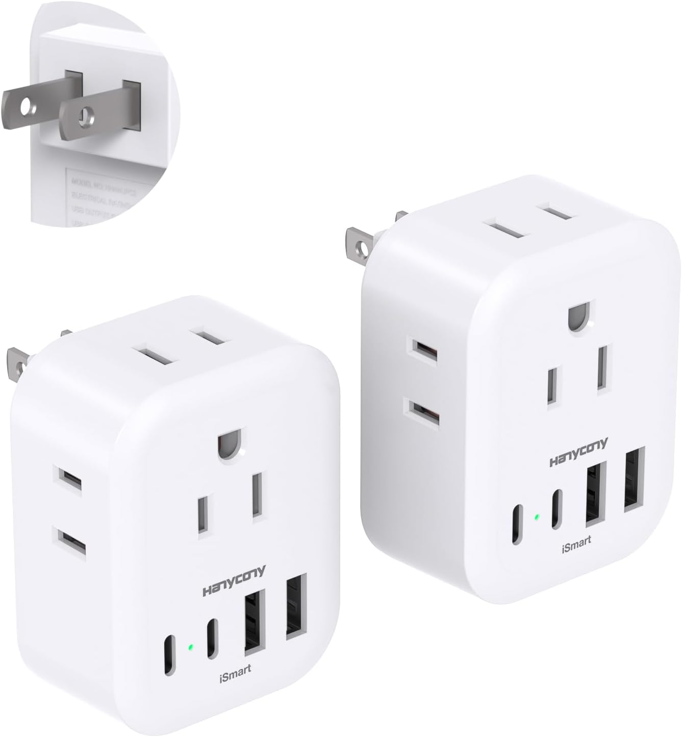 HANYCONY HN4WJPC2 Japan Travel Plug Adapter, 4 Outlets, 4 USB Ports
