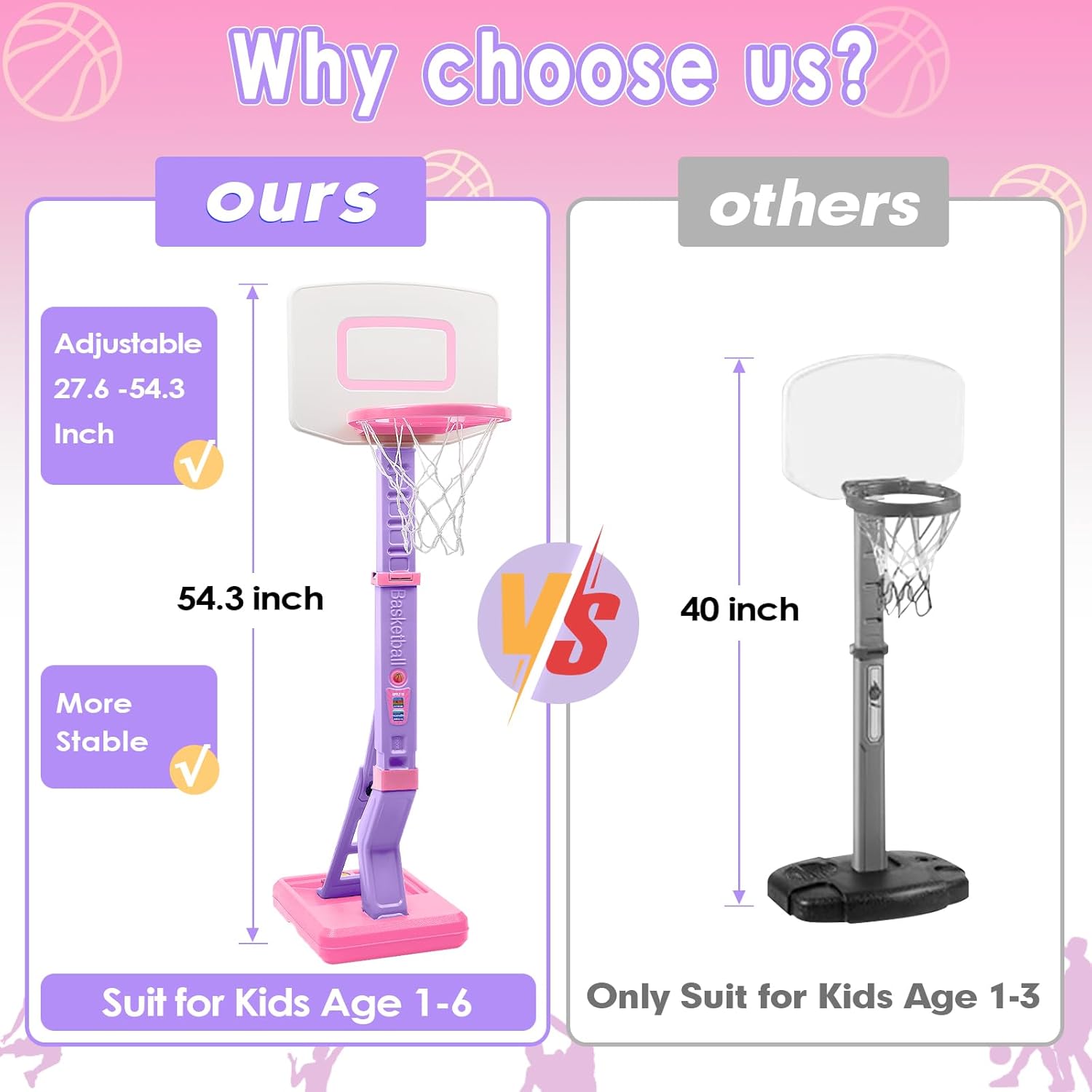 Thumbnail 5 de AOSPHYS Toddler Basketball Hoop: Height-Adjustable Indoor/Outdoor Toy for Ages 1–6