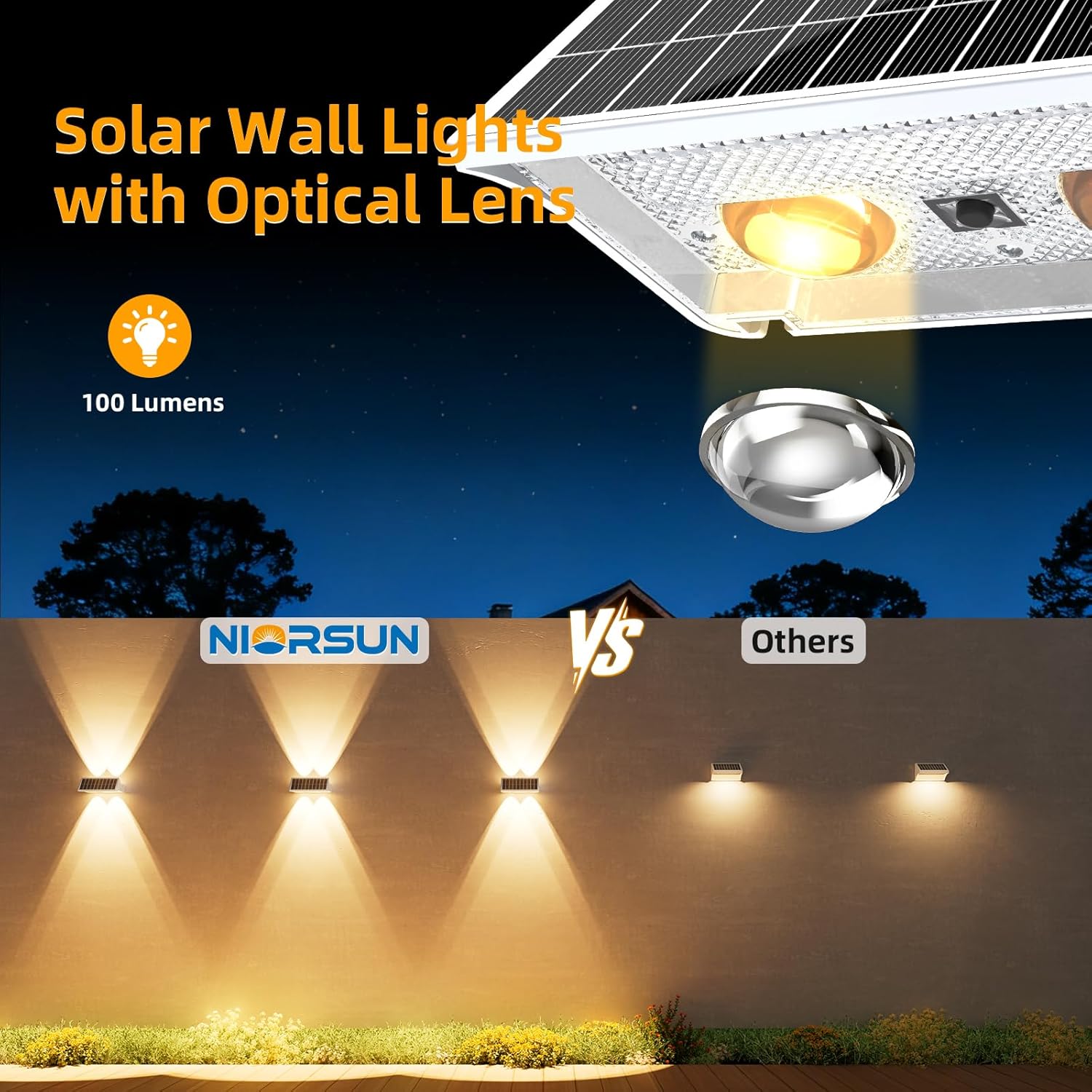 Thumbnail 2 de NIORSUN Lampada solare da esterno IP65 8 pezzi 3000K/4000K/6500K + RGB, luce verso l’alto e il basso