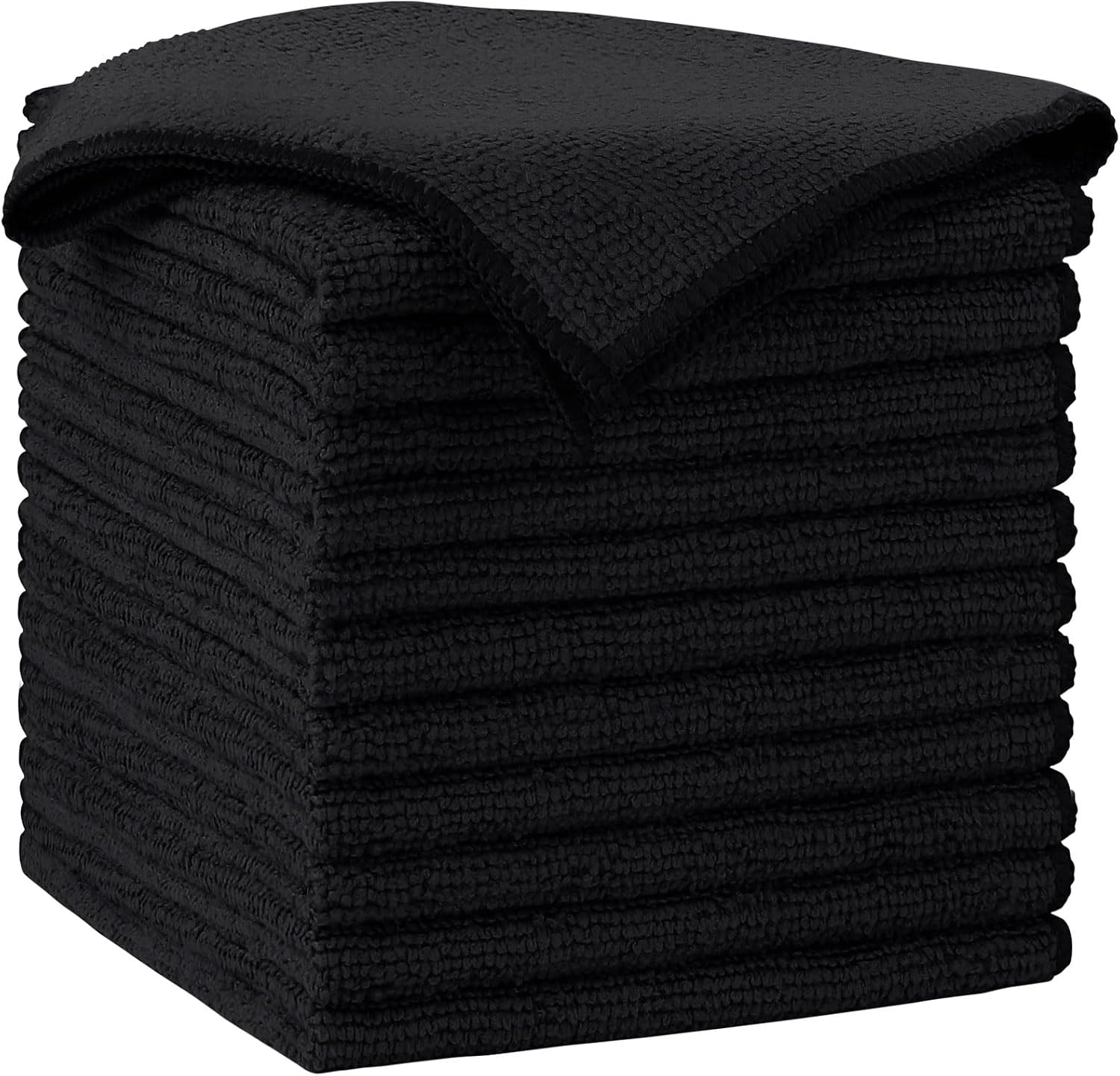 Detalle de AIDEA Black Microfiber Cleaning Cloths (12-pack) – 12" x 12