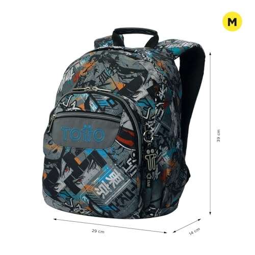 Detalle 2 de TOTTO Mochila Escolar Gommas (Mediana, 15 L) – Espalda ergonómica, bolsillo para PC 14" y botellas