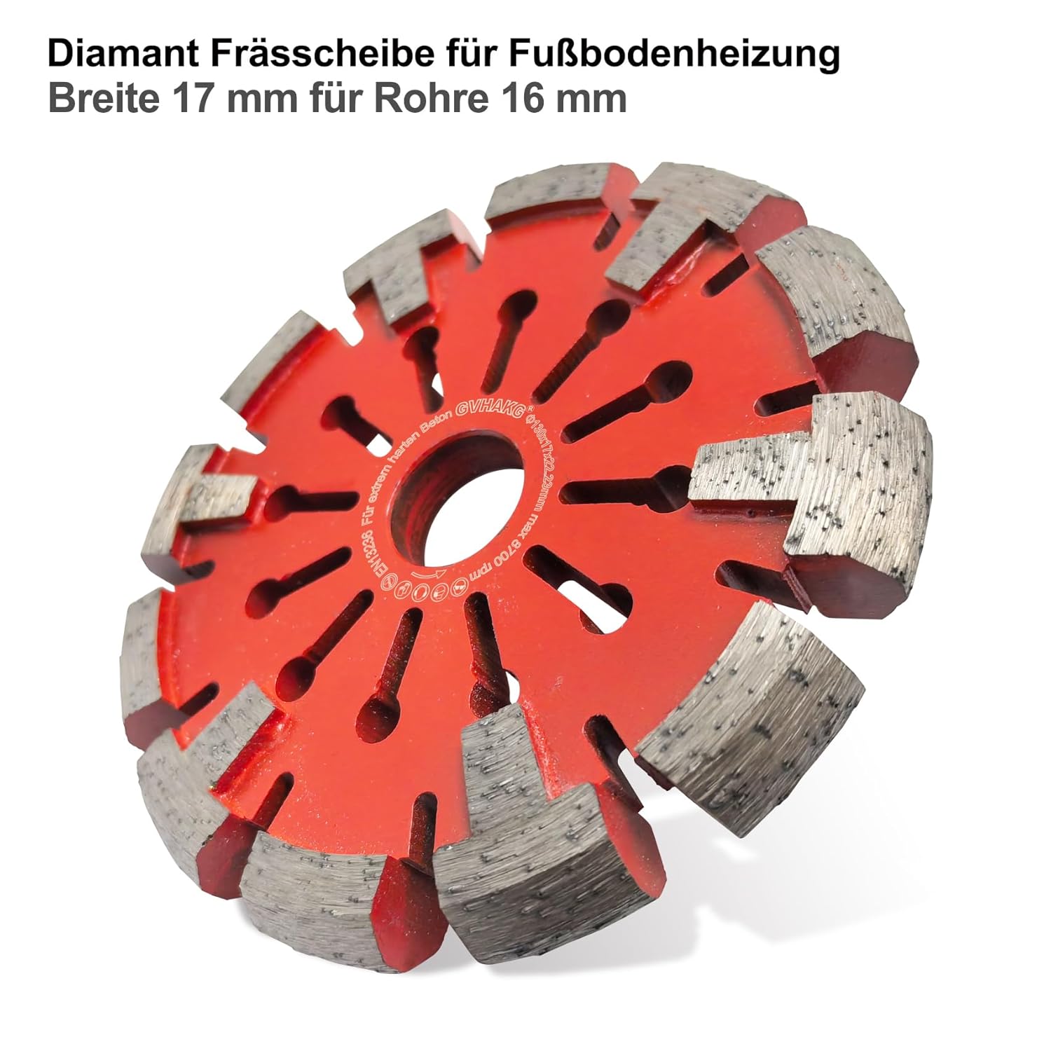 Detalle 2 de GVHAKG Diamant Frässcheibe 130 mm, 17 mm Segmentbreite (22,23 mm) für Fußbodenheizung
