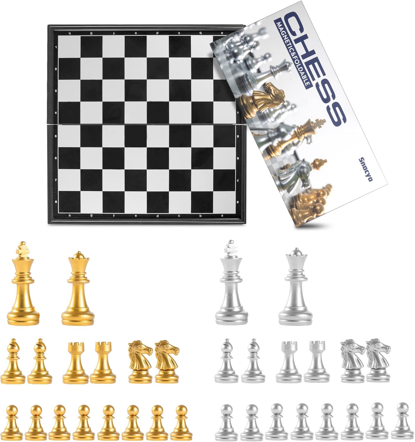 Thumbnail 6 de Snocyo Magnetic Folding Chess Board Set (Glod/Silver): Portable, Quiet & Kid‑friendly Strategy Game
