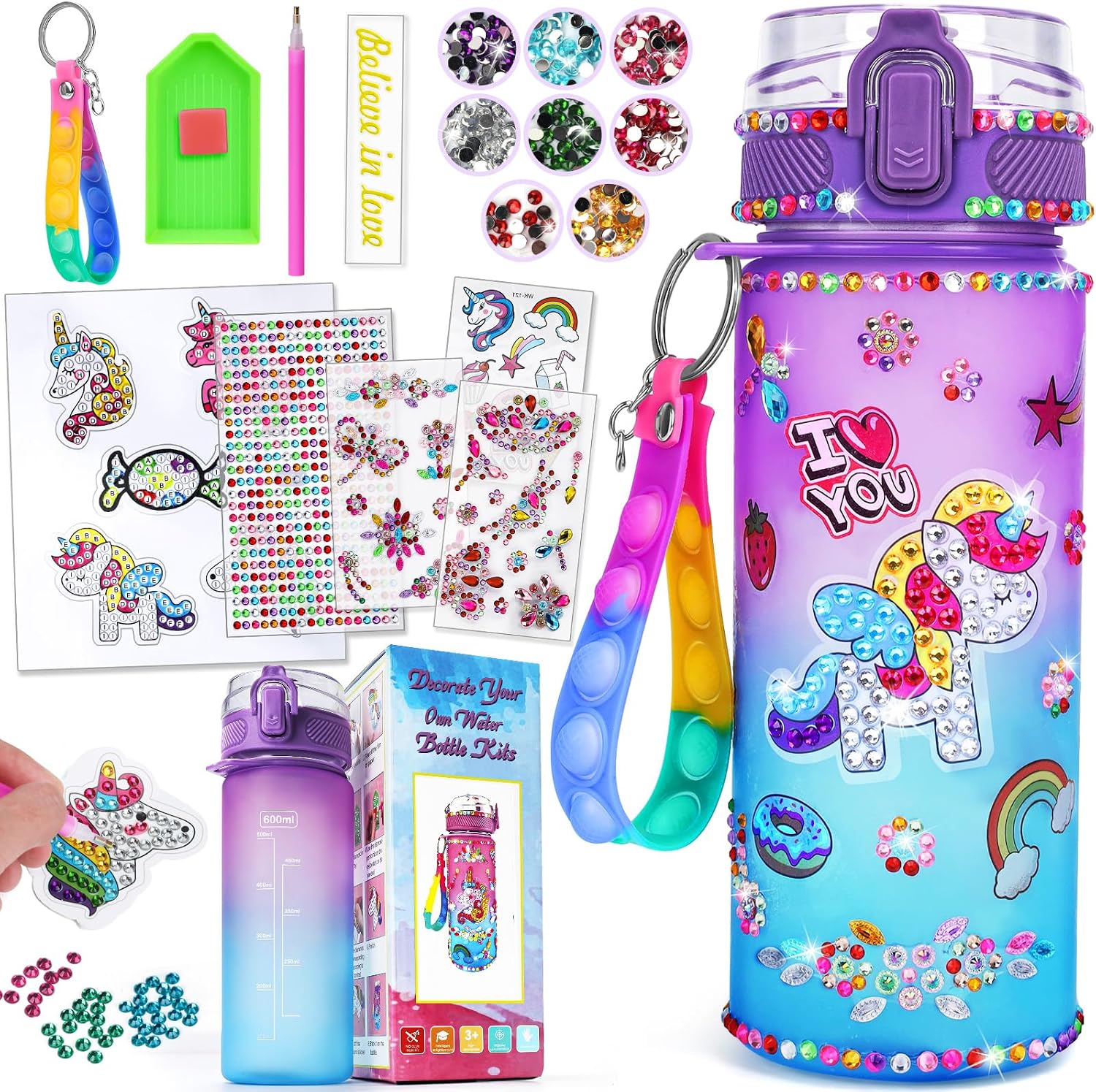 Detalle de Einhorn Trinkflasche Bastelset für Mädchen 5–9 Jahre