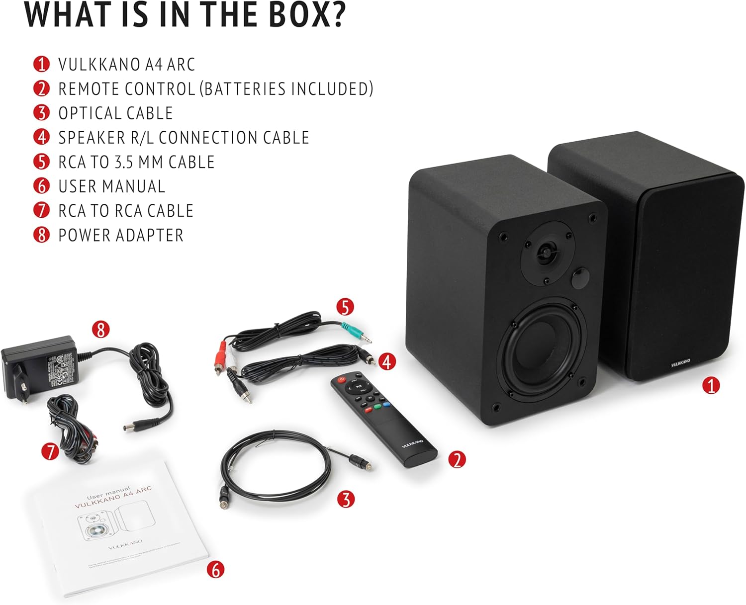 Thumbnail 6 de VULKKANO A4 ARC: Enceintes monitoring actives 4" avec Bluetooth 5.0, HDMI ARC et Subwoofer sortant – design élégant noir