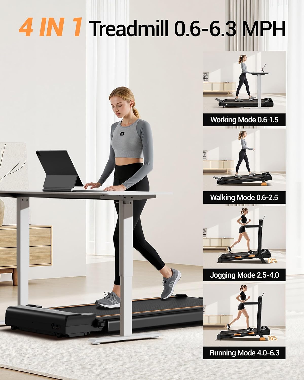 Thumbnail 2 de LONTEK X6F Folding Treadmill with 16% Incline and 3.0 HP Motor