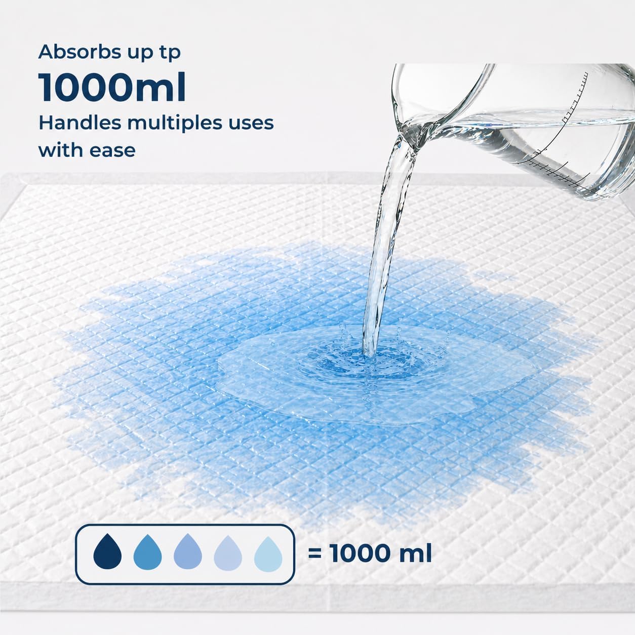 Detalle de Petcroft Puppy Training Pads 60 × 60 cm (Pack of 50) with Sticky Tabs