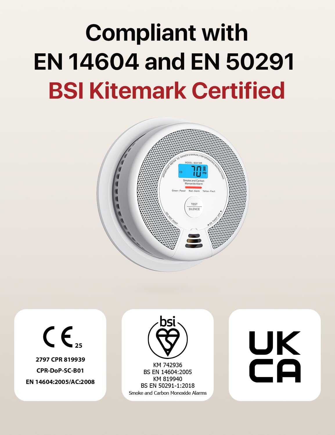 Thumbnail 1 de X-Sense SC07-MR Smart Interlinked Smoke and Carbon Monoxide Alarm (1-Pack) with Link+ Pro base station required