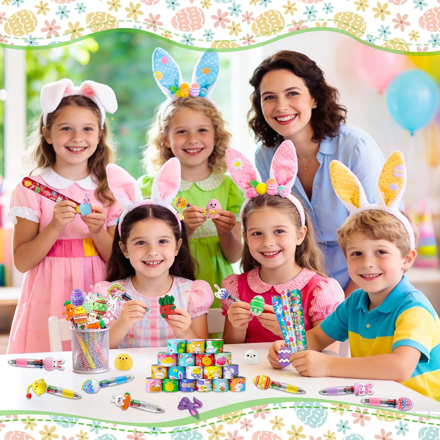 Thumbnail 6 de SZCECHRE Easter 72-Piece Classroom Gift Set: 24 Pens, Mochi Squishy & Slap Bracelets