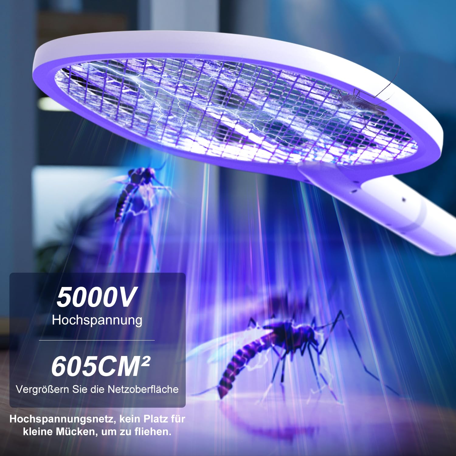 Thumbnail 2 de YOUBST Elektrische Fliegenklatsche 5000V mit Akku (2er-Set) & UV-Lichtfalle, USB Typ-C