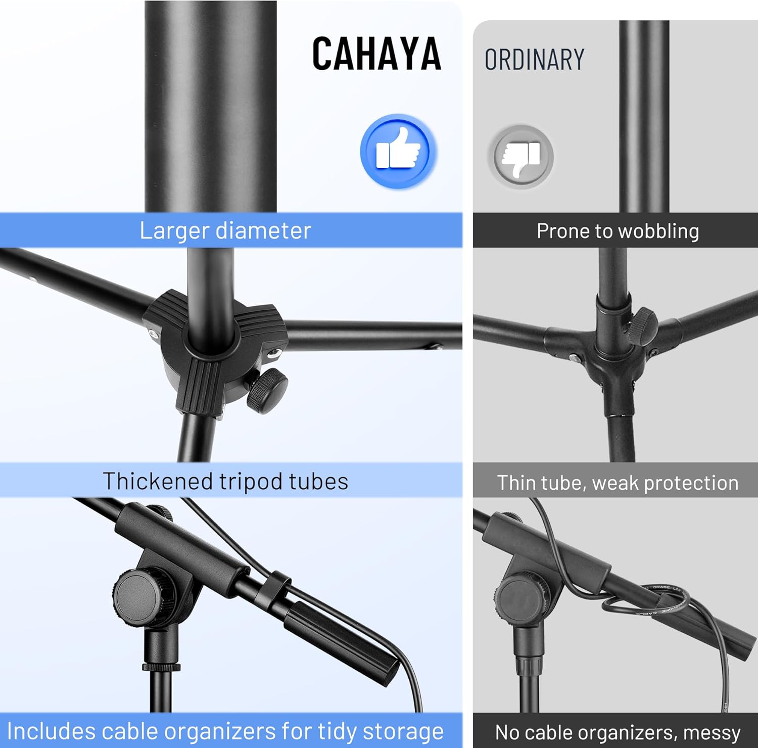 Detalle de CAHAYA CY0329 Tripod Boom Microphone Stand with Carry Bag – portable metal stand for stage, speech and outdoor use