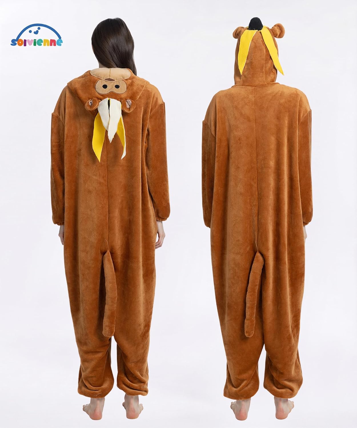Detalle 2 de Solvienne Adult Onesie Halloween Costume, Plush Zip-Up Pajamas with Pockets
