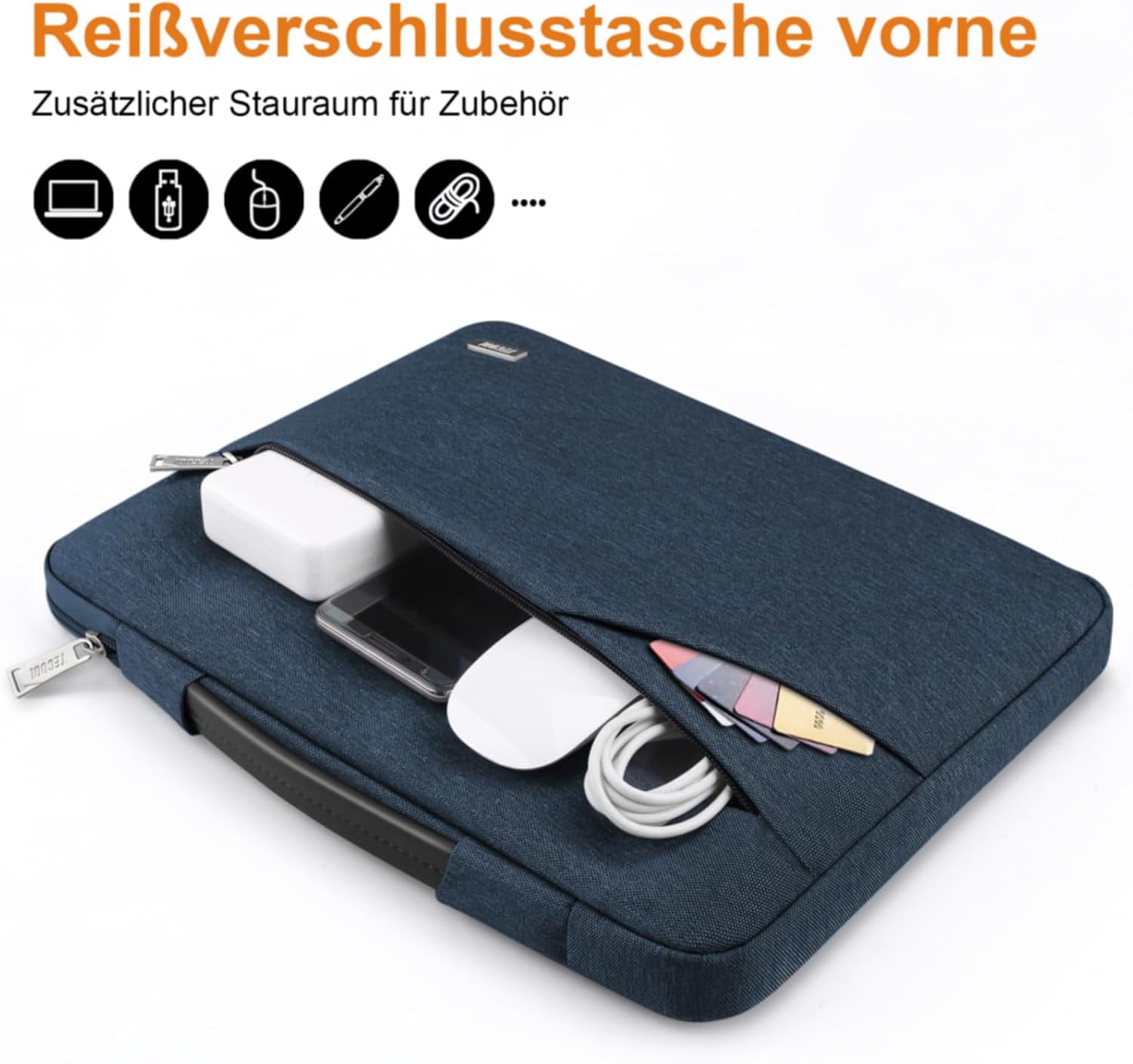 Detalle de TECOOL 14 Zoll Laptop Tasche (wasserdicht, stoßfest) Denim Blau – für 14 Zoll Notebooks und 15,3 MacBook Air