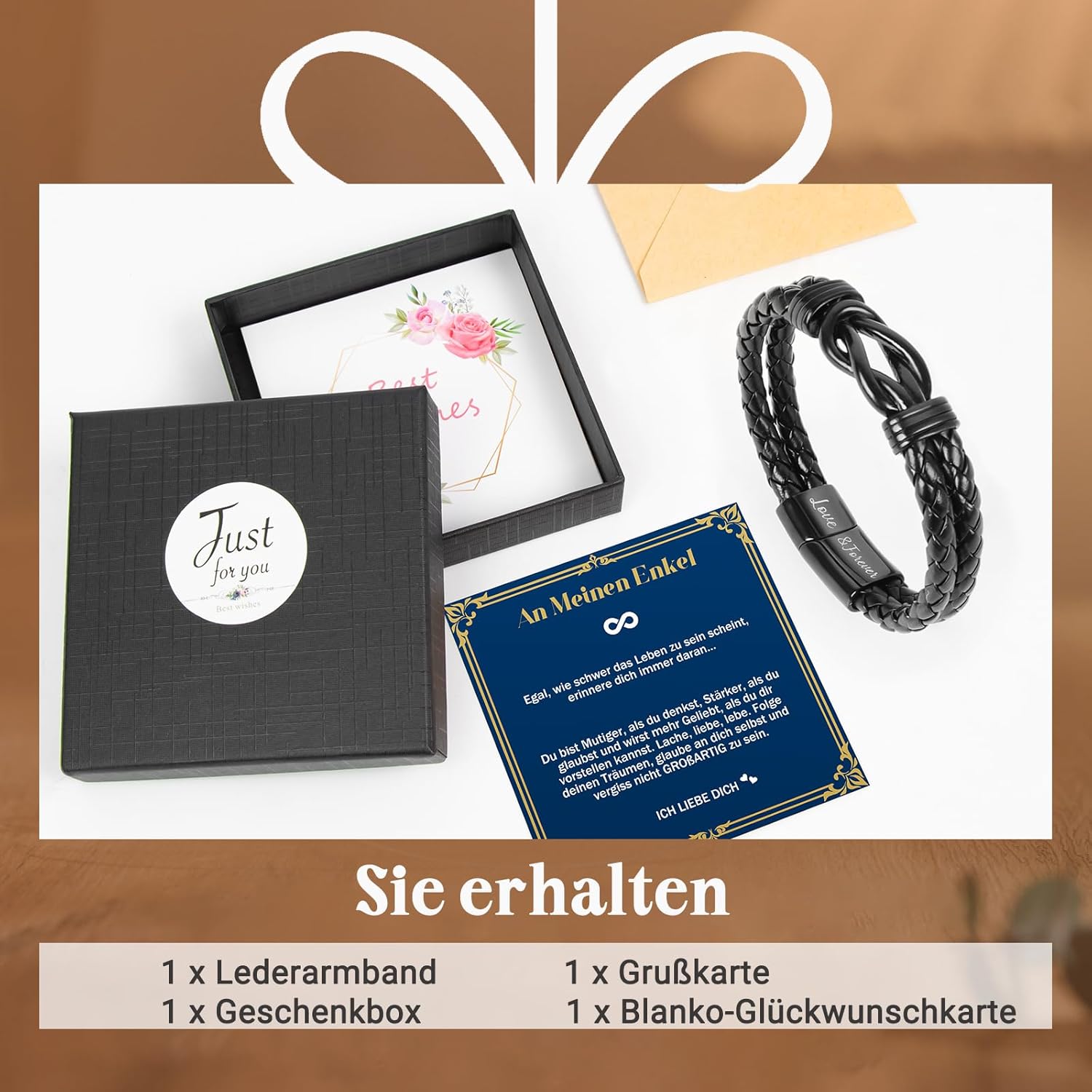 Thumbnail 5 de YIBONIKA Lederarmband für Herren/Junge als Geschenk – „Love & Forever“ mit Geschenkbox