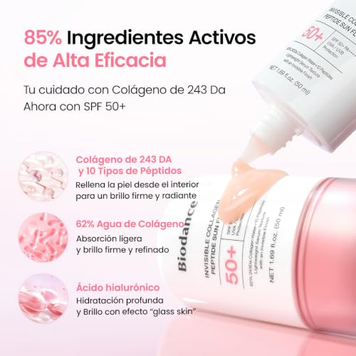 Detalle de BIODANCE Sérum Solar SPF 50+ Invisible: protector facial ligero con colágeno y péptidos
