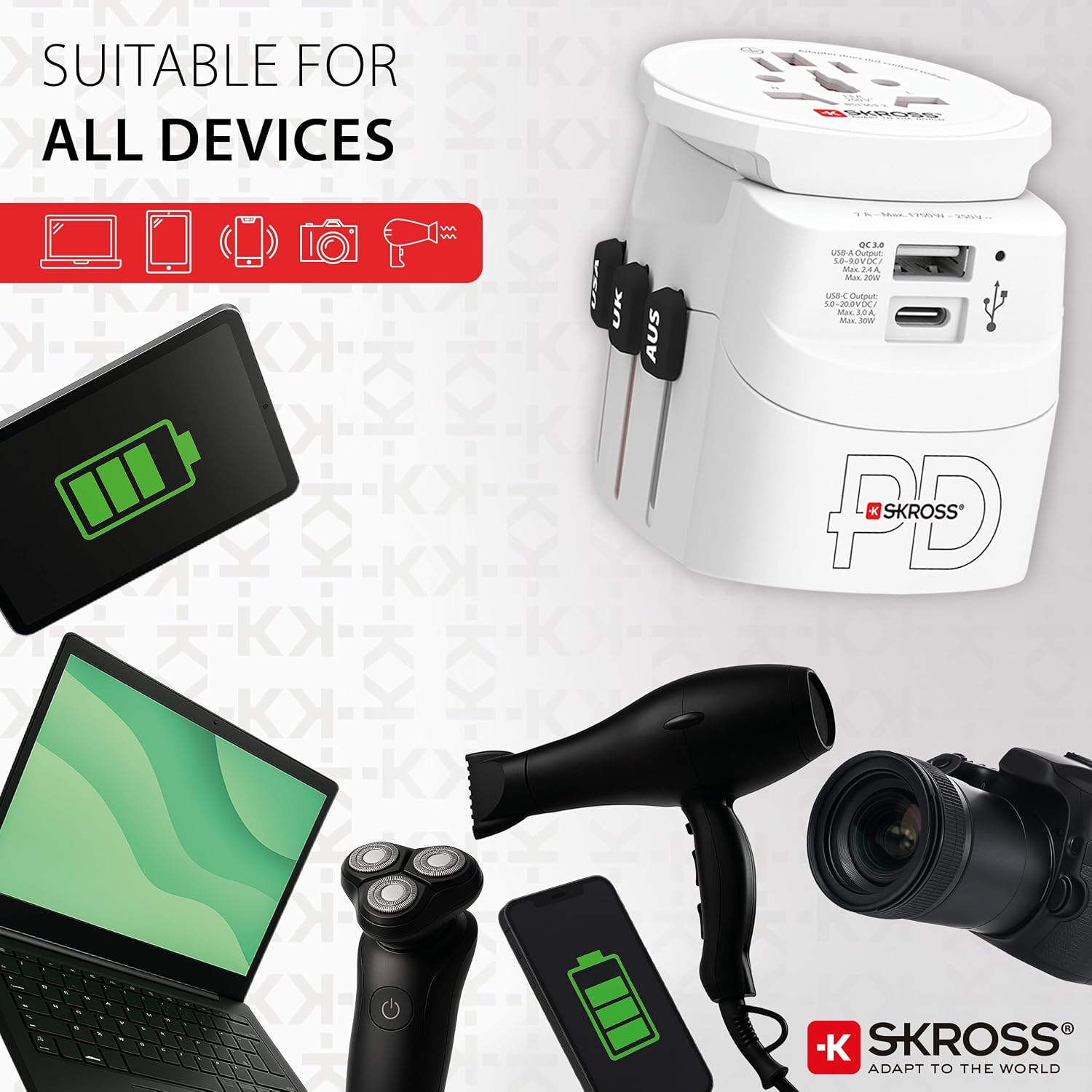 Detalle de SKROSS PRO Light AC30PD World Universal Travel Adapter